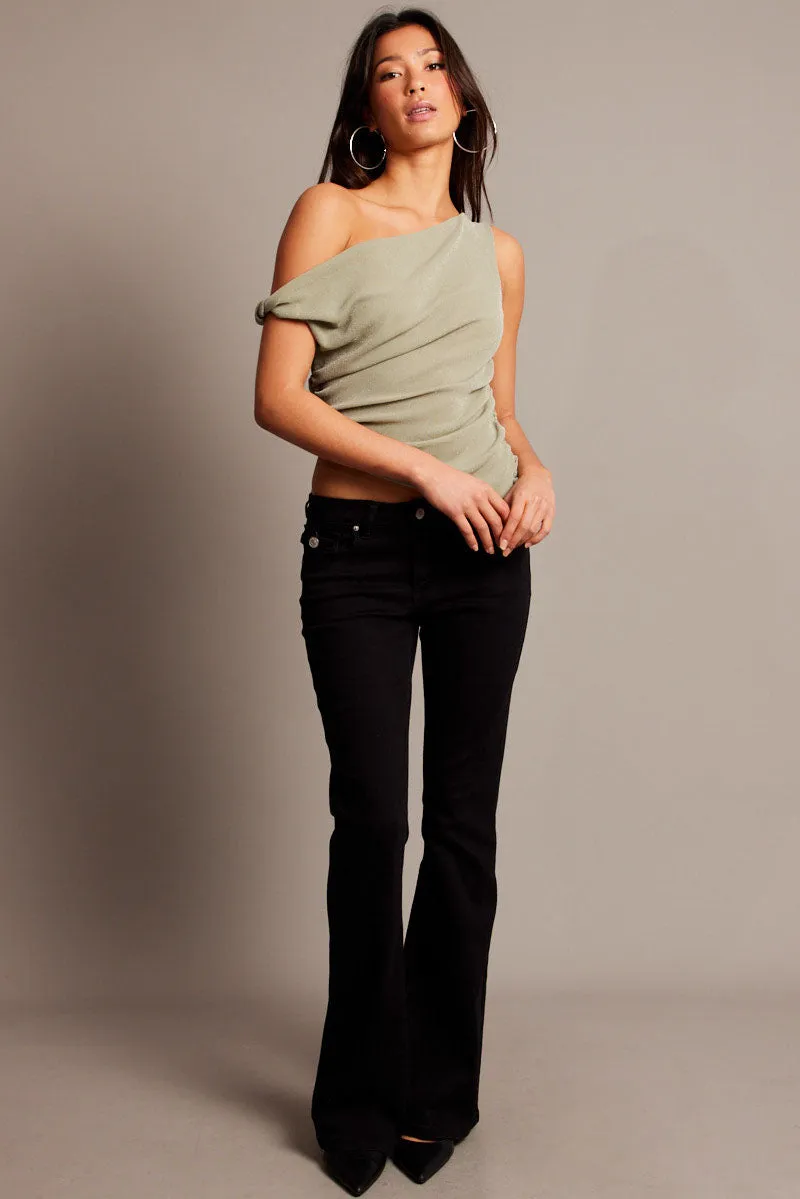 Green Asymmetrical Top Cowl Neck Textured sold by Ally Fashion product image thumbnail 2