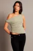 Green Asymmetrical Top Cowl Neck Textured sold by Ally Fashion