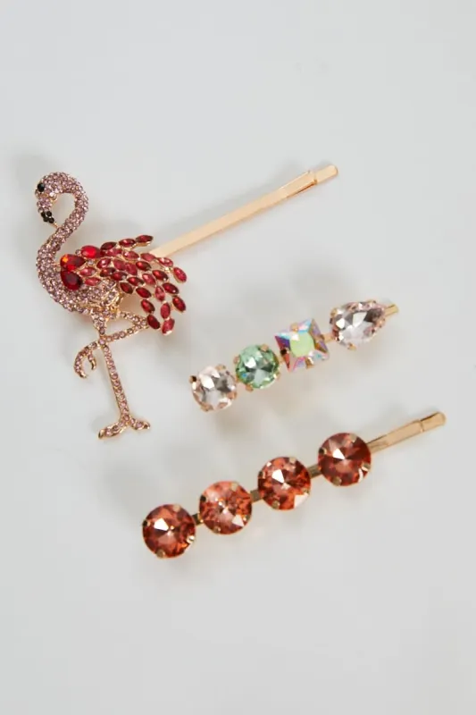 Pink Diamante Hair Clips sold by Ally Fashion