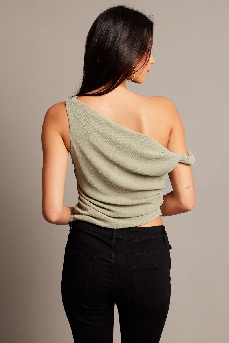 Green Asymmetrical Top Cowl Neck Textured sold by Ally Fashion product image thumbnail 4