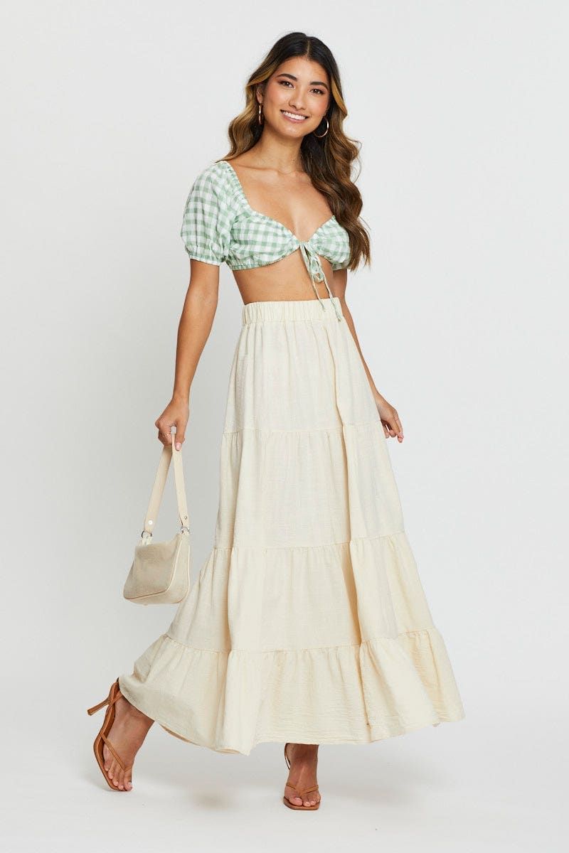 Check Crop Top Short Sleeve Tie Up sold by Ally Fashion product image thumbnail 2