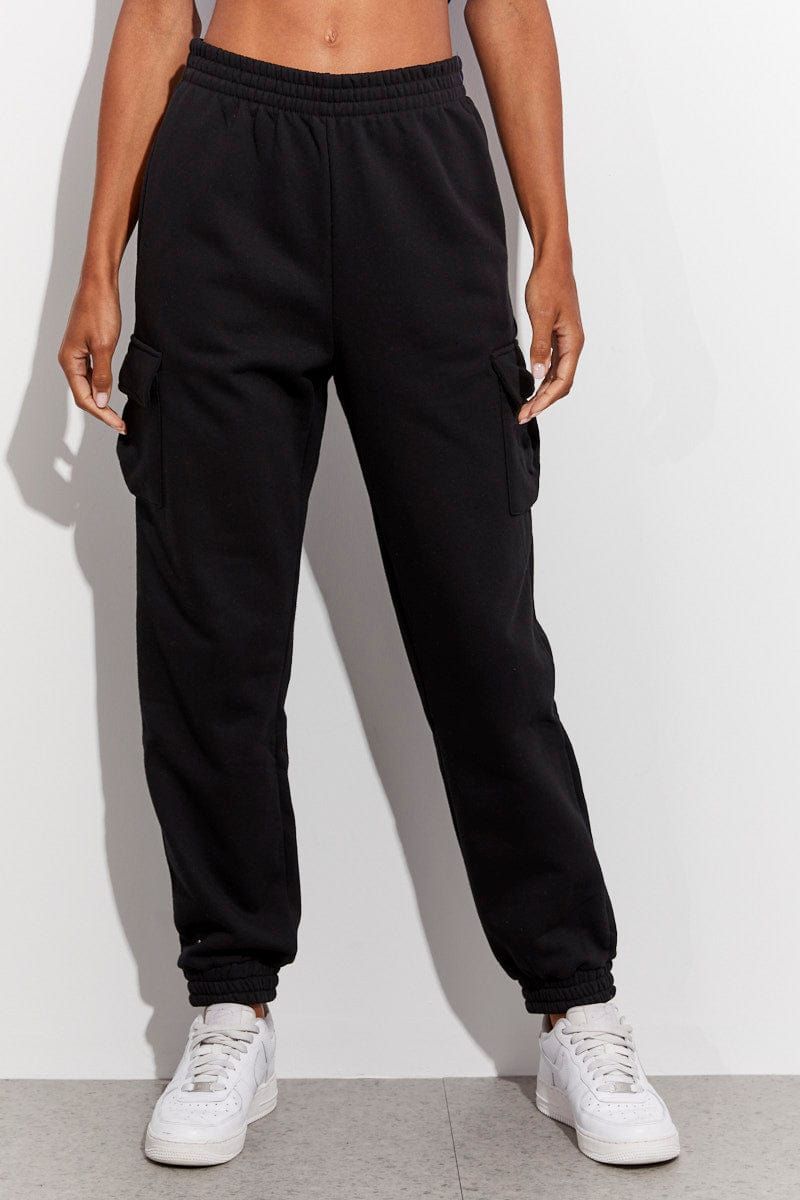 Black Cargo Track Pants High Rise sold by Ally Fashion product image thumbnail 2