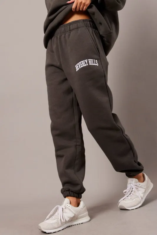 Grey Track Pants High Rise sold by Ally Fashion