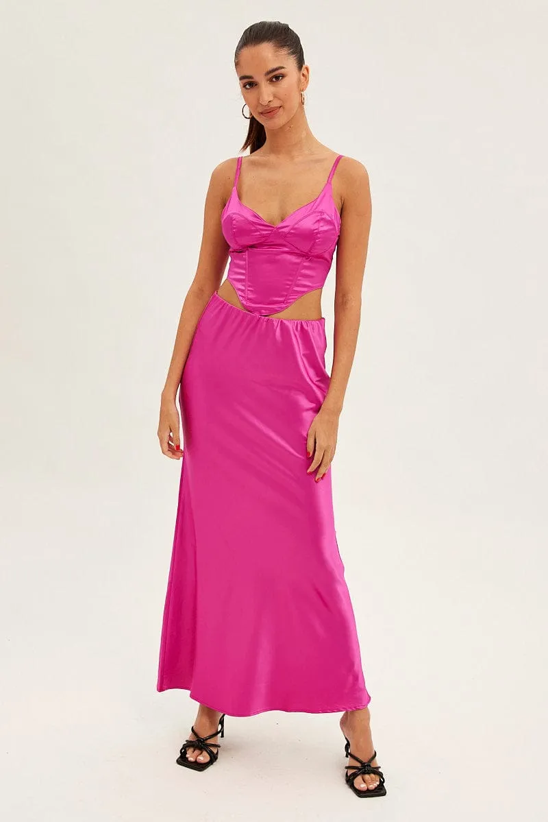 Pink Corset Top Sleeveless Sweetheart Crop Satin sold by Ally Fashion product image thumbnail 2