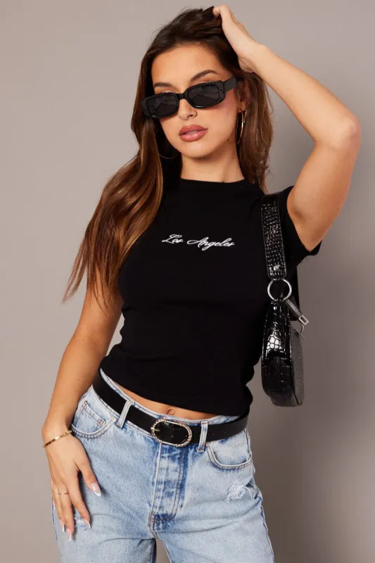 Black Graphic Tee Short Sleeve sold by Ally Fashion