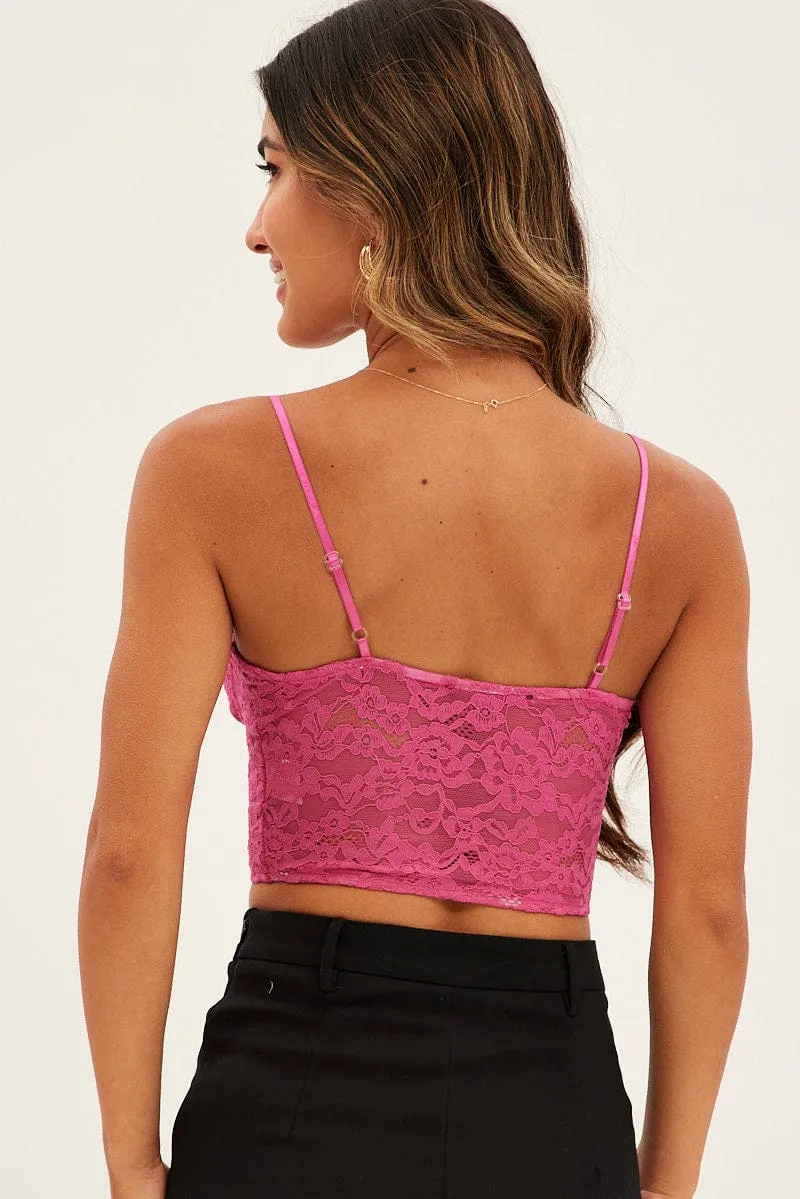 Pink Floral Lace Corset Top sold by Ally Fashion product image thumbnail 5