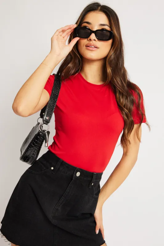 Red Supersoft Top Short Sleeve sold by Ally Fashion