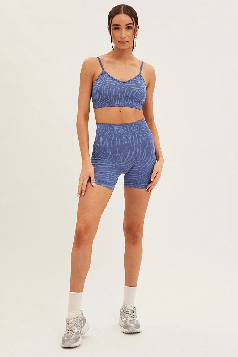 Blue Seamless Top And Bike Shorts Activewear Set sold by Ally Fashion product image thumbnail 2