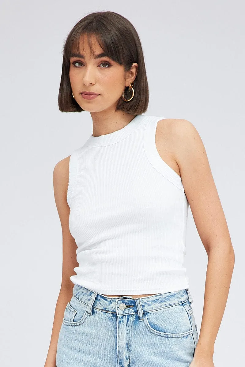 White Tank Top Sleeveless Crew Neck Washed sold by Ally Fashion product image thumbnail 3