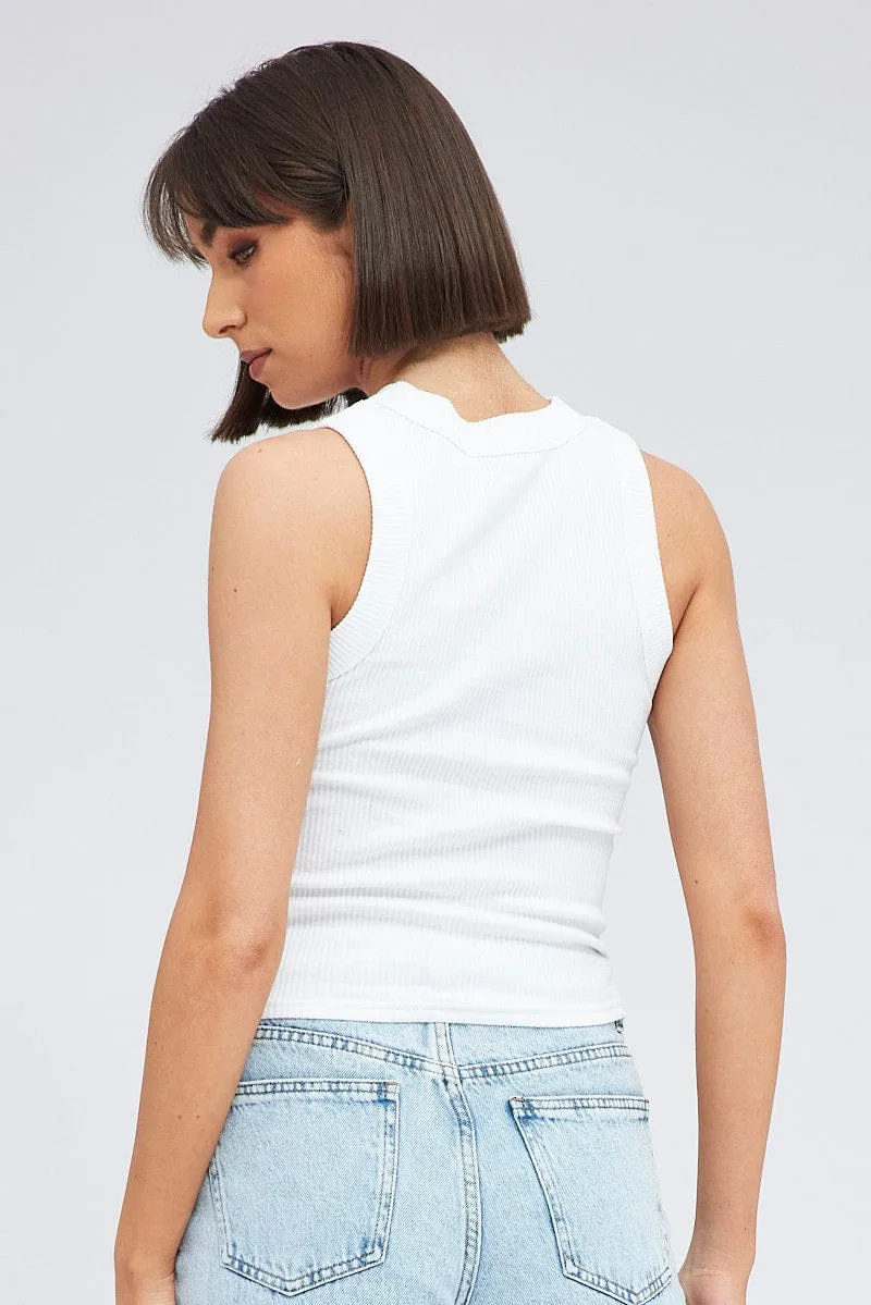 White Tank Top Sleeveless Crew Neck Washed sold by Ally Fashion product image thumbnail 4