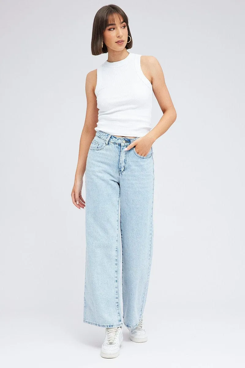 White Tank Top Sleeveless Crew Neck Washed sold by Ally Fashion product image thumbnail 2