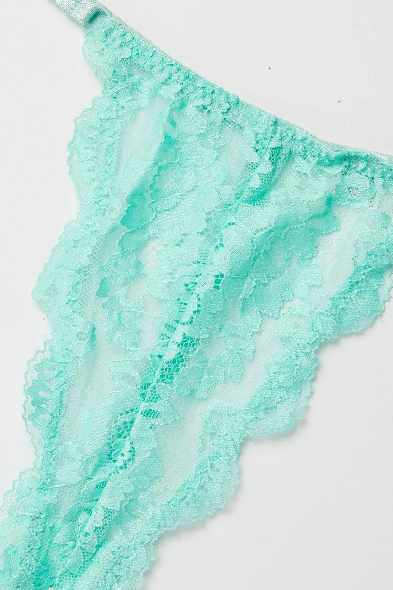 Green Floral Lace Lingerie Set sold by Ally Fashion product image thumbnail 2