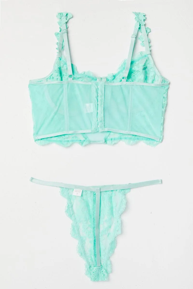 Green Floral Lace Lingerie Set sold by Ally Fashion product image thumbnail 3