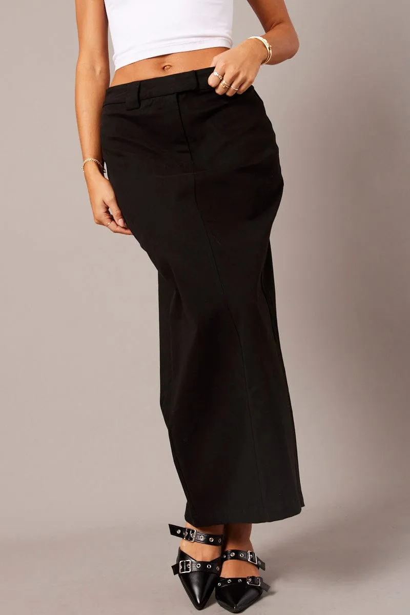 Black Tailored Skirt Midi Mid Rise sold by Ally Fashion