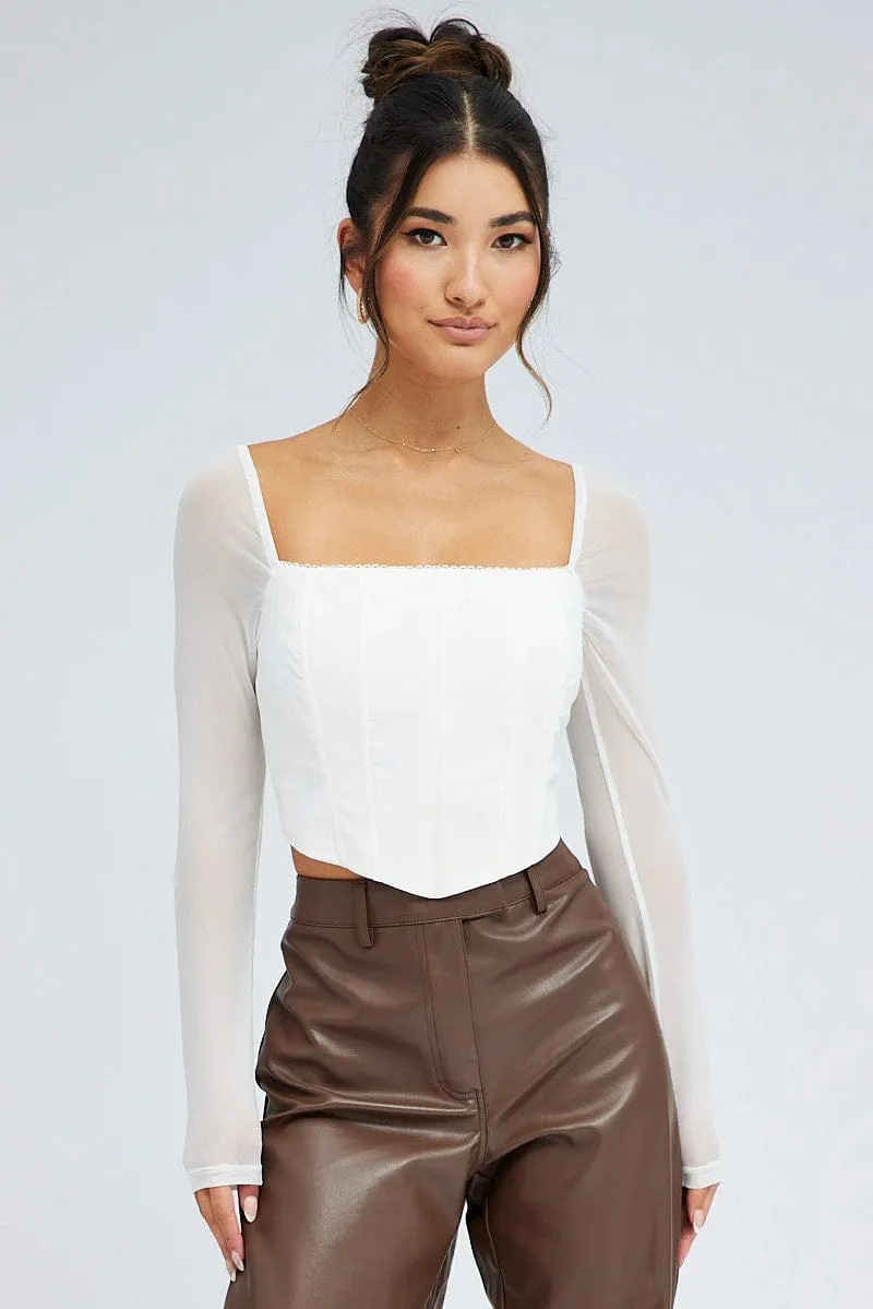 White Crop Top Long Sleeve sold by Ally Fashion product image thumbnail 3