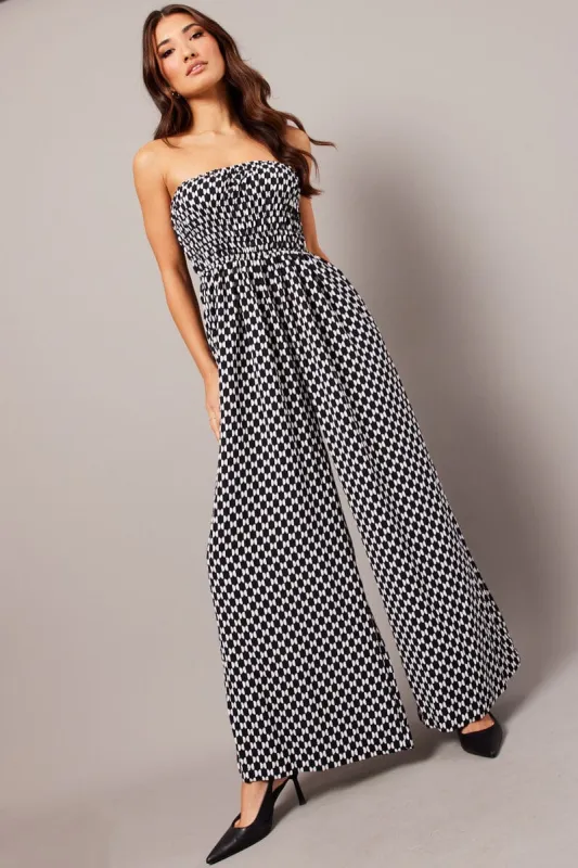 Black Geo Jumpsuit Halter Neck sold by Ally Fashion