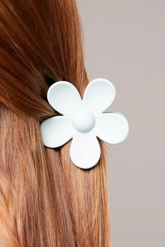 Blue Matt Flower Design Hair Claw sold by Ally Fashion
