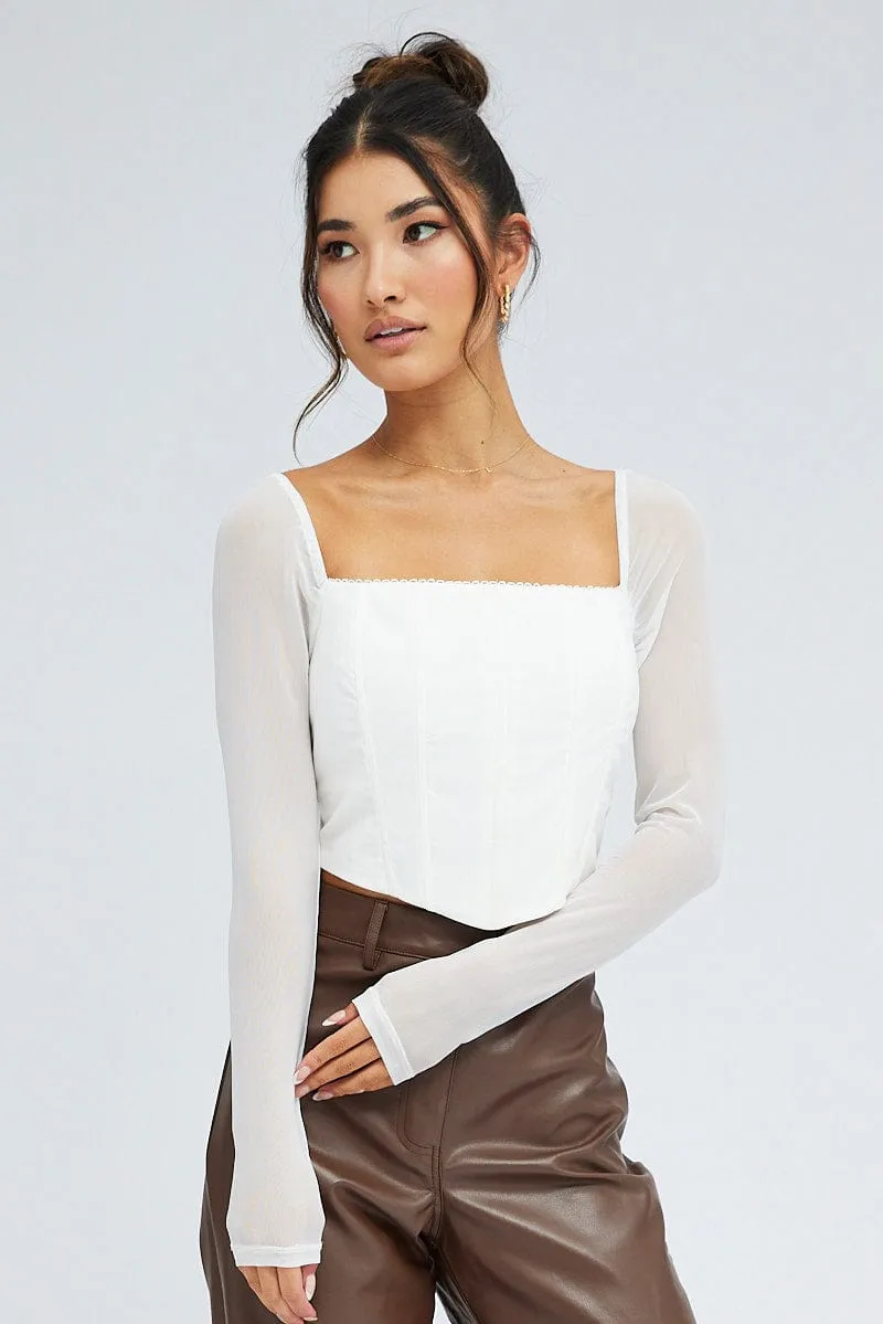 White Crop Top Long Sleeve sold by Ally Fashion