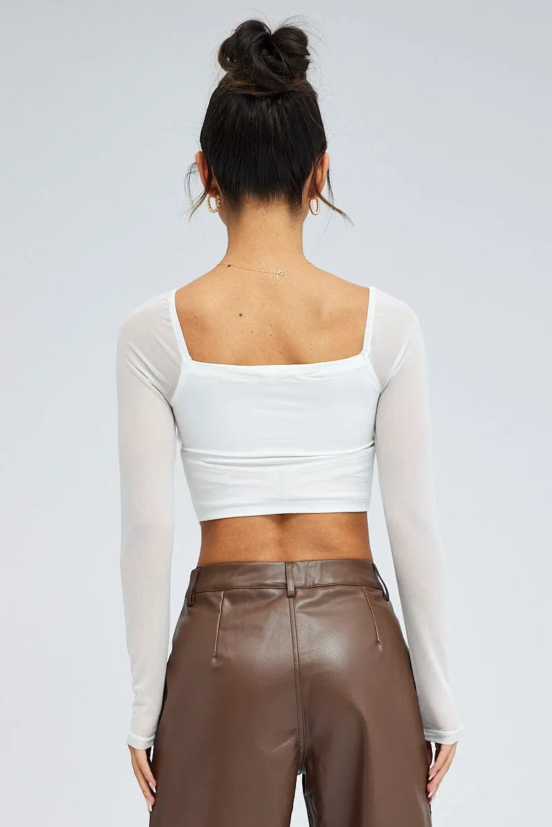 White Crop Top Long Sleeve sold by Ally Fashion product image thumbnail 5