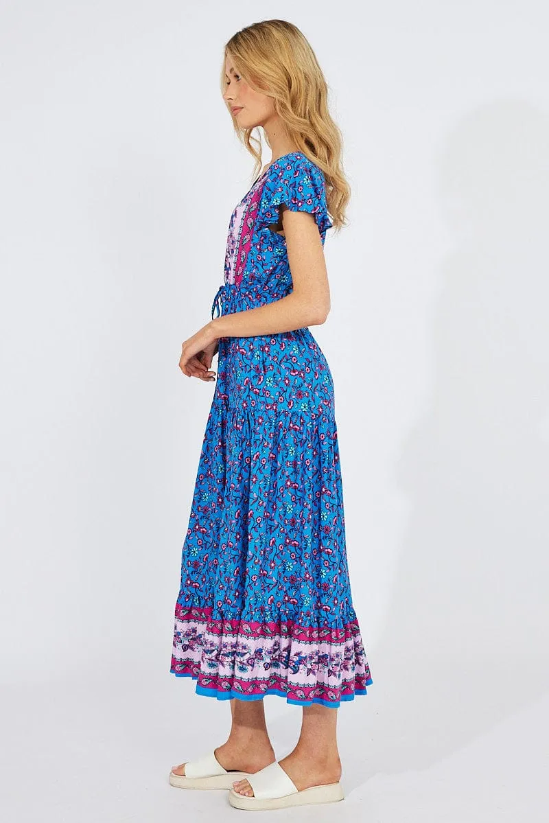 Blue Boho Maxi Dress Short Sleeve sold by Ally Fashion product image thumbnail 4