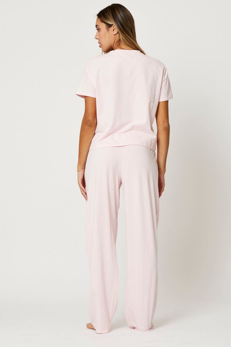 Pink Slogan Long Leg Pyjama Set sold by Ally Fashion product image thumbnail 4