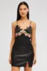 Black Slip Dress Satin Flower Embroidery Applique sold by Ally Fashion