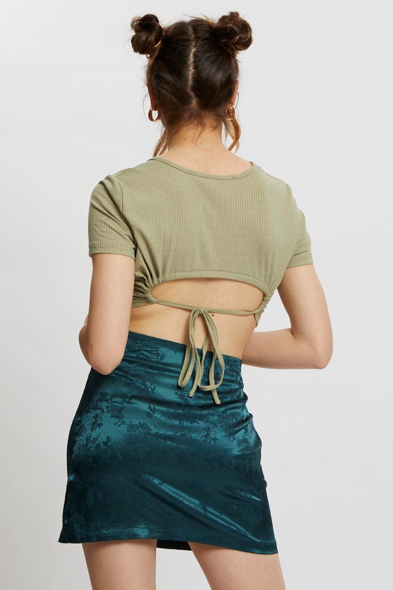 Green Tie Back Top Cut Out sold by Ally Fashion product image thumbnail 3