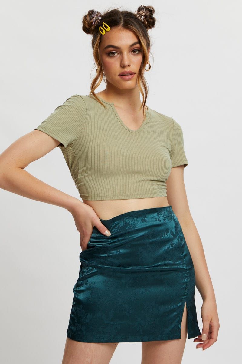 Green Tie Back Top Cut Out sold by Ally Fashion