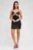 Black Slip Dress Satin Flower Embroidery Applique sold by Ally Fashion