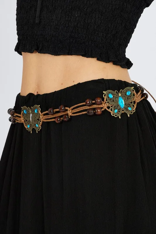 Beige Butterfly Woven Belts sold by Ally Fashion
