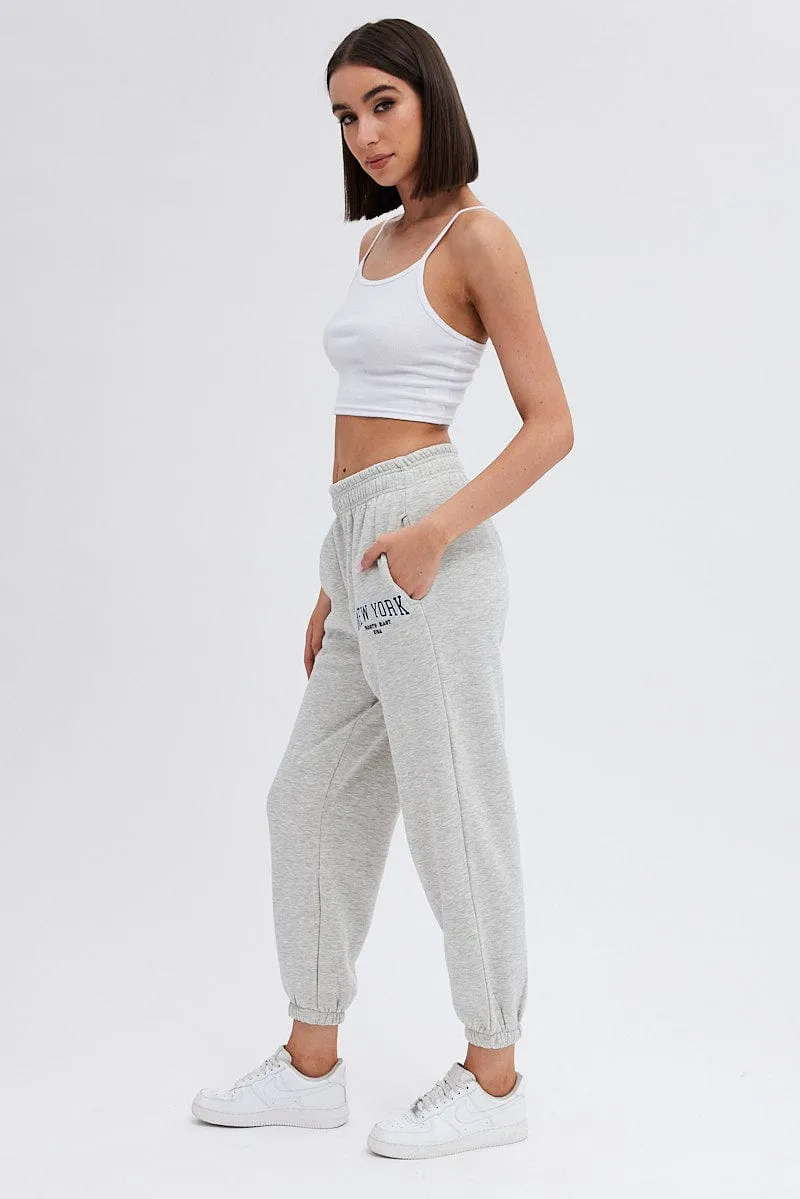 Grey Track Pants High Rise Jogger sold by Ally Fashion product image thumbnail 4