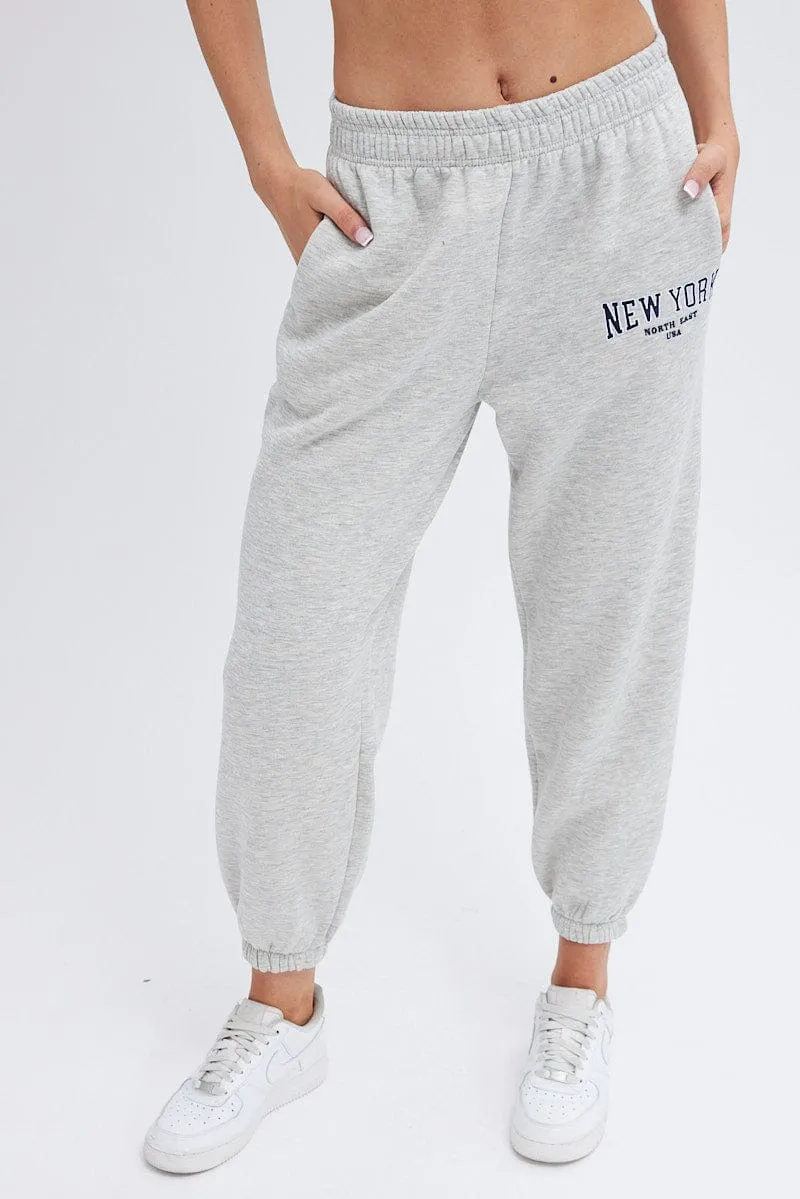 Grey Track Pants High Rise Jogger sold by Ally Fashion product image thumbnail 2