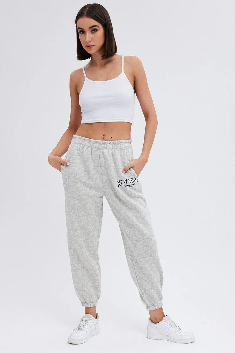 Grey Track Pants High Rise Jogger sold by Ally Fashion product image thumbnail 3