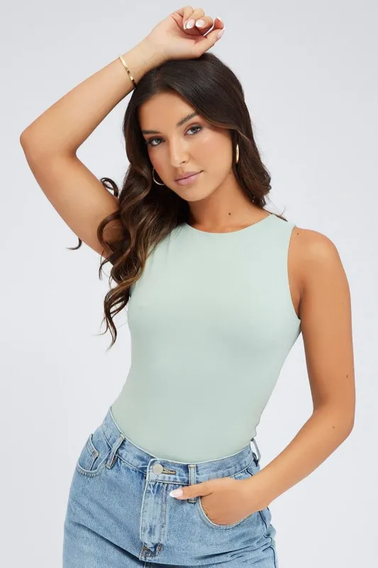 Green Supersoft Bodysuit Sleeveless sold by Ally Fashion