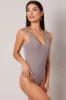 Brown Supersoft Bodysuit Sleeveless V Neck sold by Ally Fashion