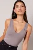 Brown Supersoft Bodysuit Sleeveless V Neck sold by Ally Fashion