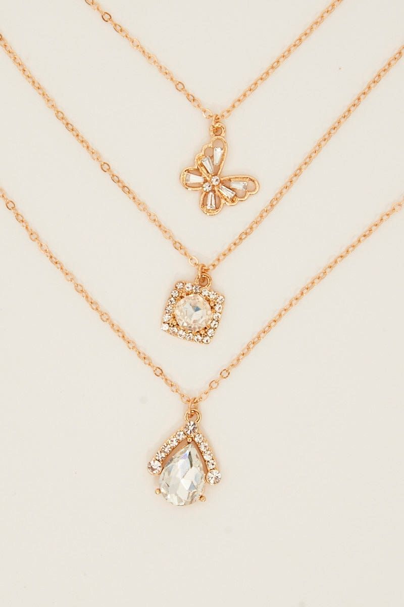 Gold Butterfly And Zircon Charm Necklace Set sold by Ally Fashion product image thumbnail 2