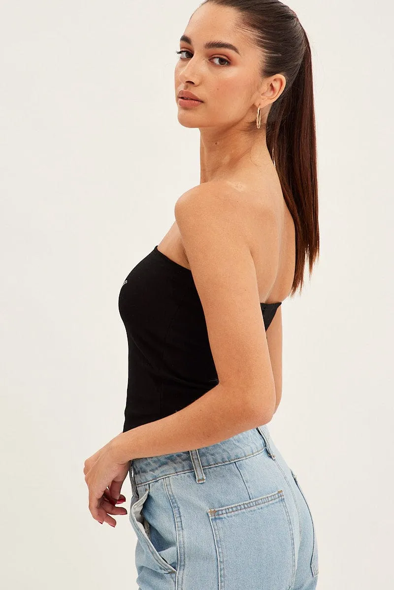 Black Bandeau Top Sleeveless Strapless Diamantes Angel sold by Ally Fashion product image thumbnail 4