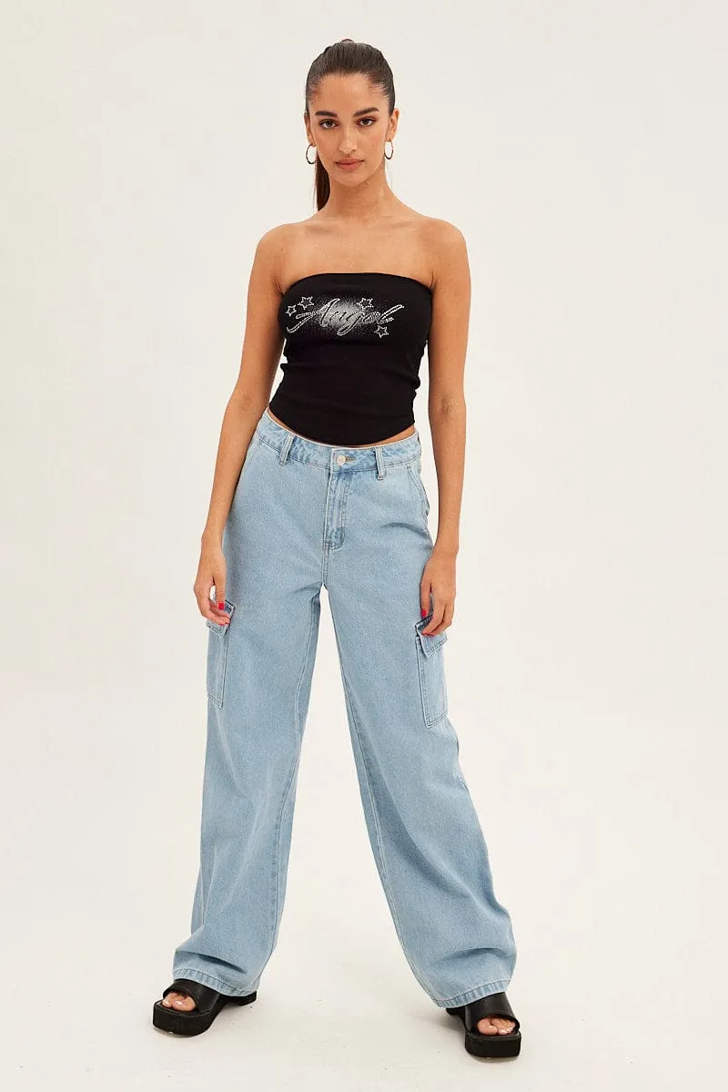 Black Bandeau Top Sleeveless Strapless Diamantes Angel sold by Ally Fashion product image thumbnail 2