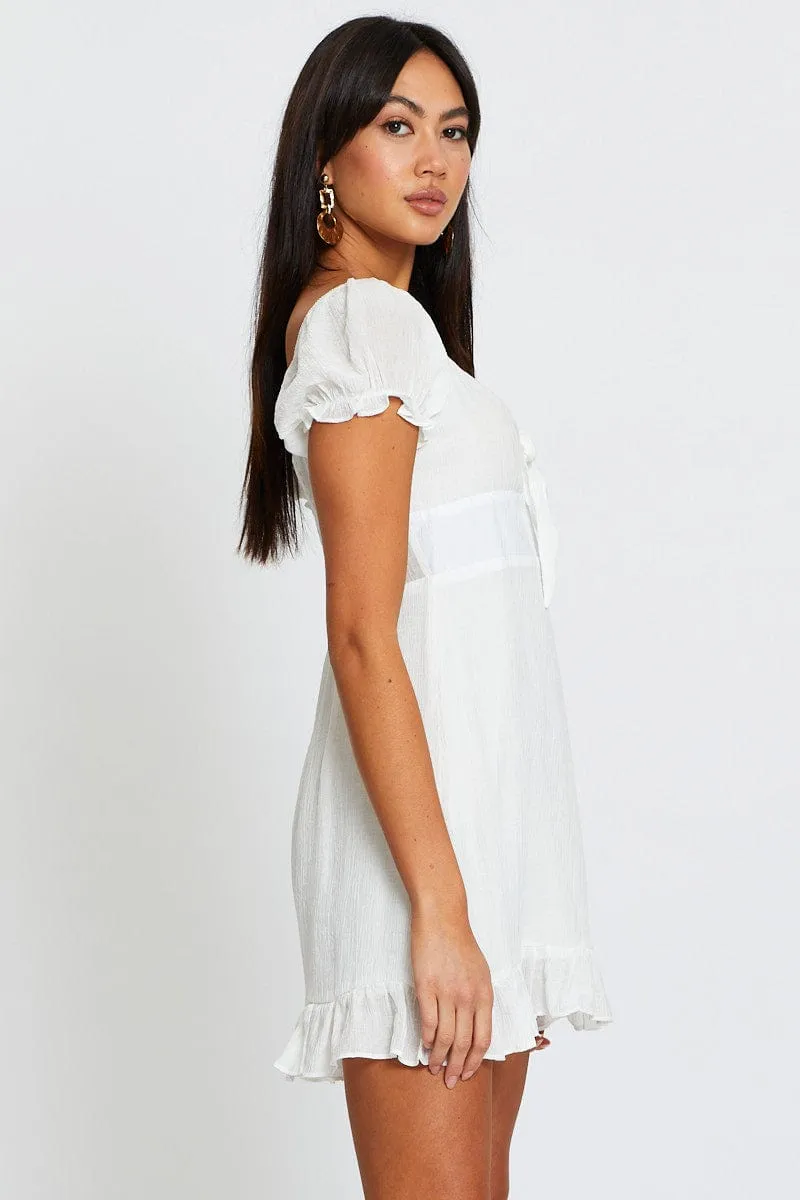 White Mini Dress Short Sleeve sold by Ally Fashion product image thumbnail 4