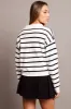 Blue Stripe Knit Top Long Sleeve Collar sold by Ally Fashion
