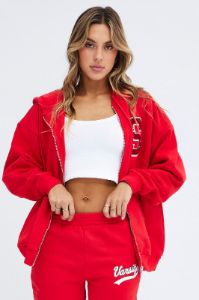 Red Red Hoodie Long Sleeve sold by Ally Fashion