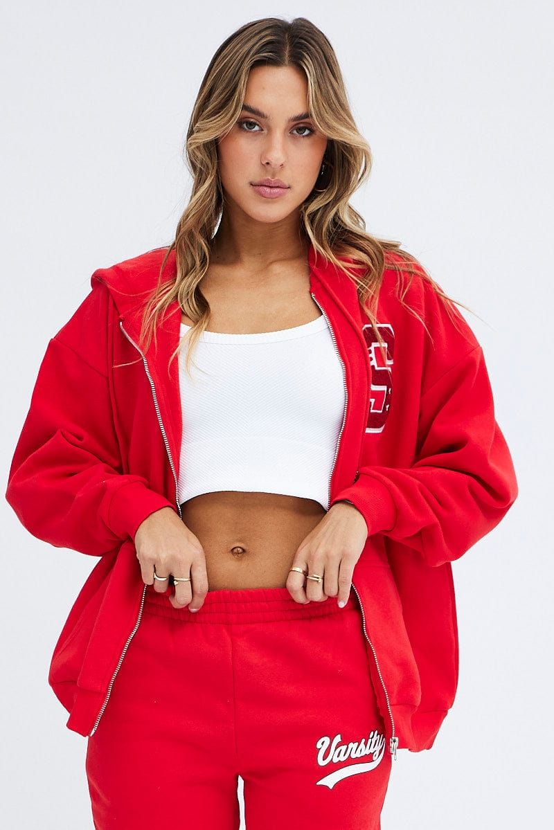Red Red Hoodie Long Sleeve sold by Ally Fashion product image thumbnail 3