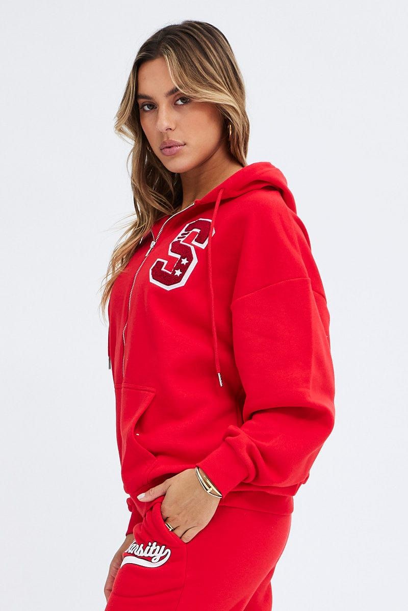 Red Red Hoodie Long Sleeve sold by Ally Fashion product image thumbnail 4