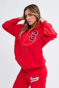 Red Red Hoodie Long Sleeve sold by Ally Fashion