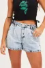 Blue High Rise Pleats Denim Shorts sold by Ally Fashion