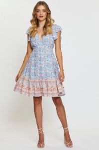 Boho Print Mini Dress Short Sleeve sold by Ally Fashion