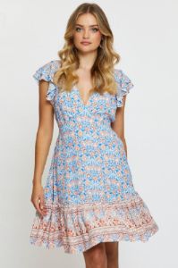 Boho Print Mini Dress Short Sleeve sold by Ally Fashion