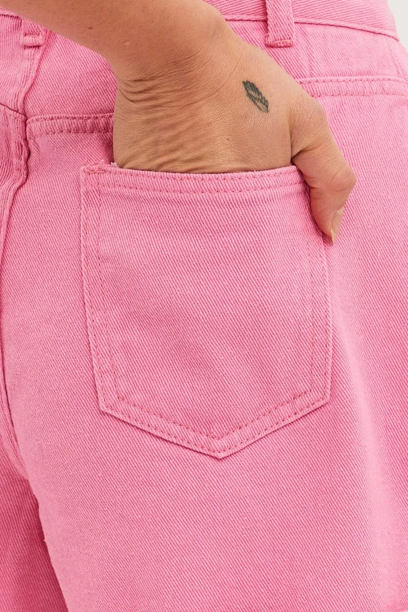 Pink Relaxed Shorts High Rise sold by Ally Fashion product image thumbnail 5