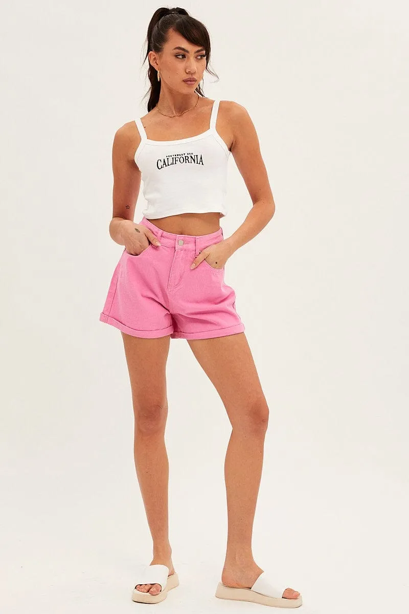 Pink Relaxed Shorts High Rise sold by Ally Fashion product image thumbnail 3